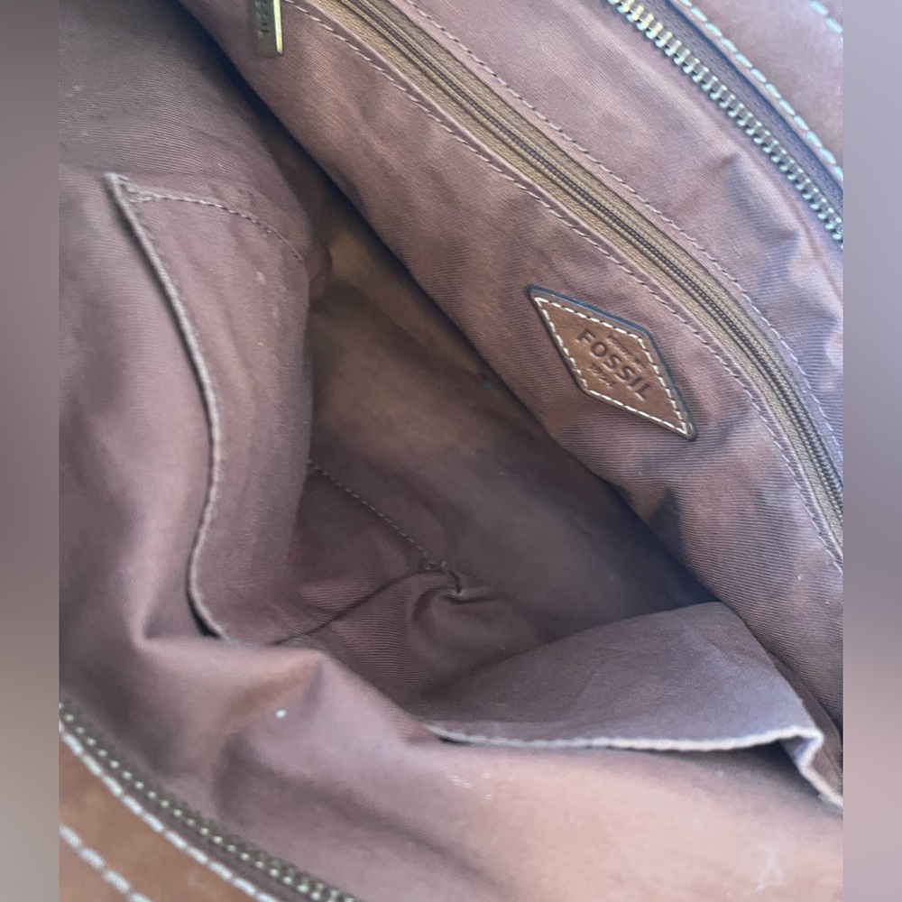 Fossil Brown Pebbled Leather Emma Tote Brass Key - Picture 9 of 16